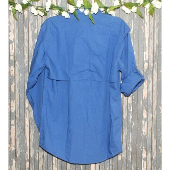 Magellan Men's Blue Vented Button Front Shirt S Lake Fork Cotton Pockets - Picture 7 of 10